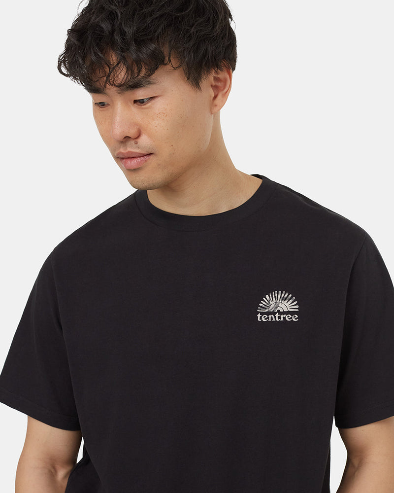 Black-Crew-Neck-Graphic-Relaxed-Shortsleeve-T-Shirt