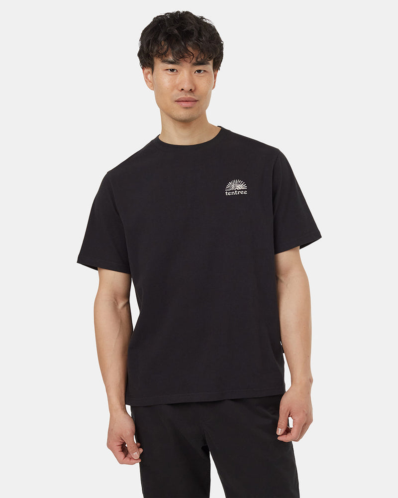 Black-Crew-Neck-Graphic-Relaxed-Shortsleeve-T-Shirt