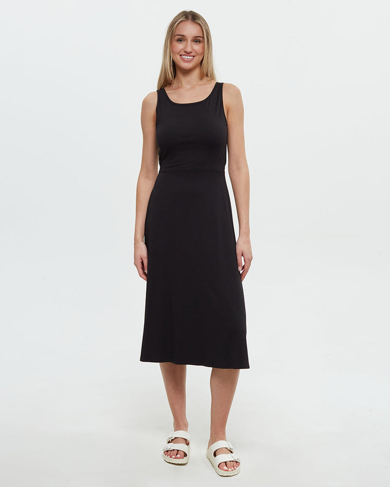 Black-Cut-Out-Back-Fit-_-Flare-Dress