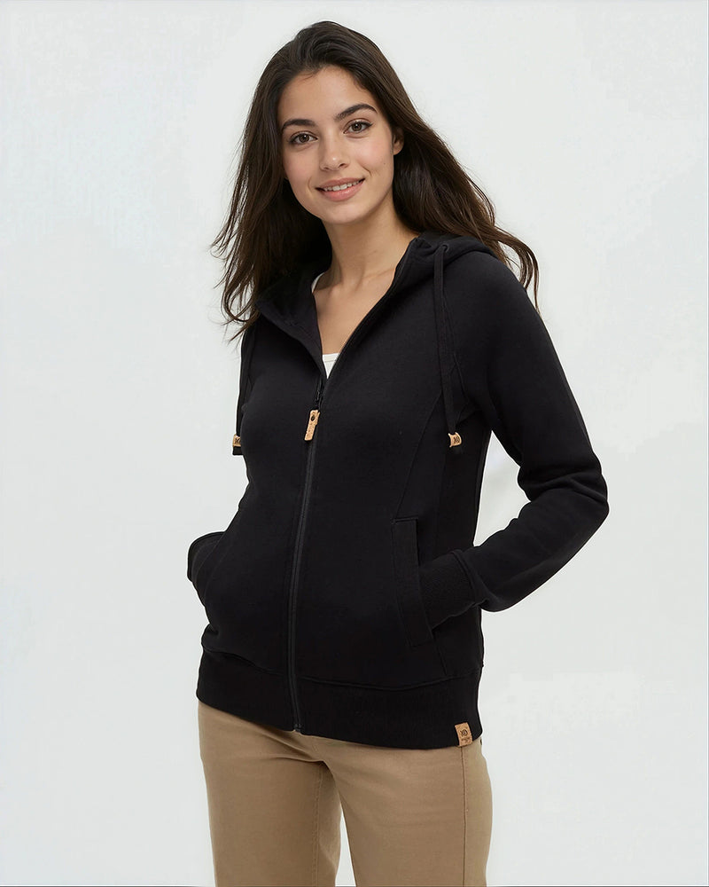 Black-Regular-Fit-Rib-Panel-Raglan-Zip-Hoodie