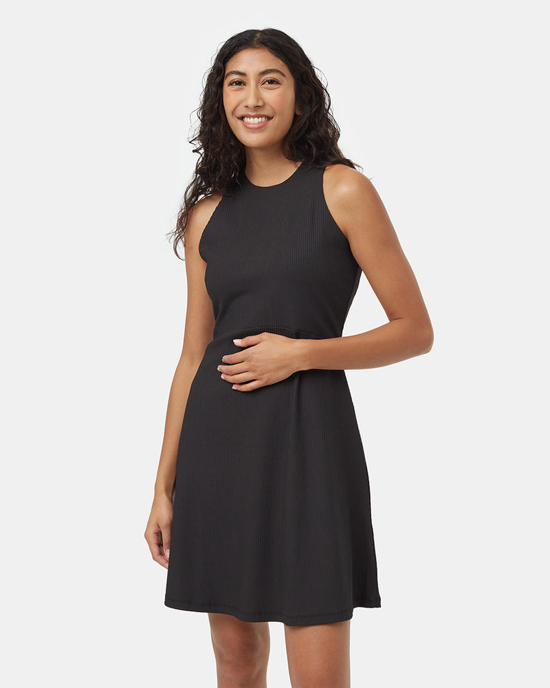 Black-Knee-Length-Slim-Fit-Quick-dry-Tank-Dress