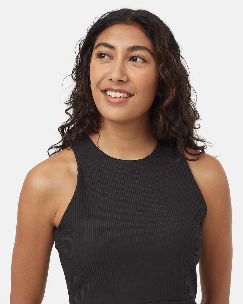 Black-Knee-Length-Slim-Fit-Quick-dry-Tank-Dress