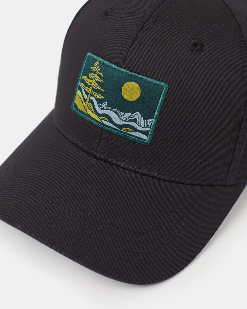 Black-Organic-Cotton-Mid-Profile-Graphic-Baseball-Cap