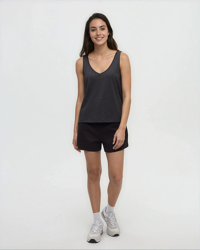 Black-TreeBlend-Double-V-Neck-Tank