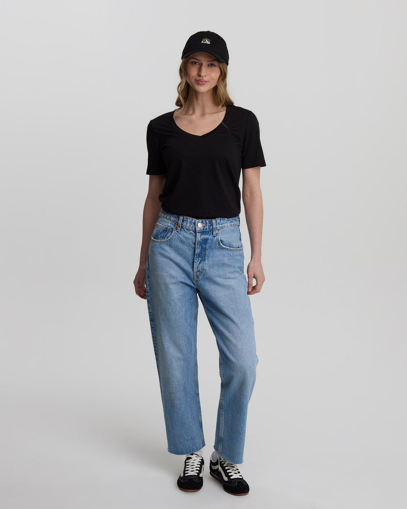 Black-V-Neck-Short-Sleeve-T-Shirt