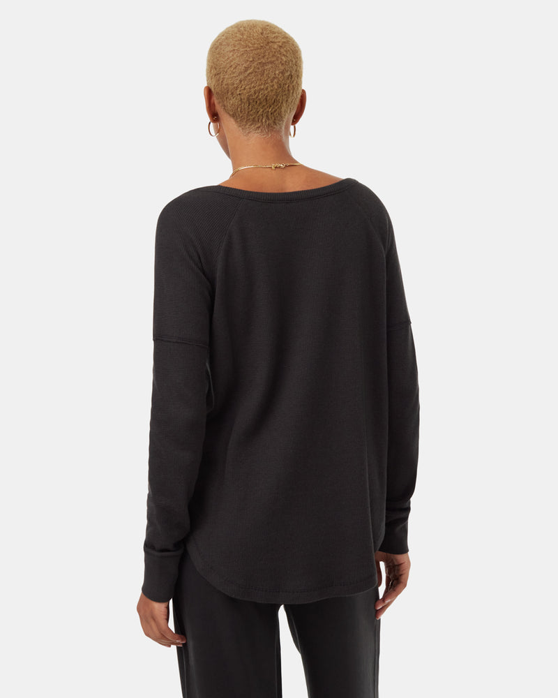 Black-Women_s-Waffle-Knit-Longsleeve-Top