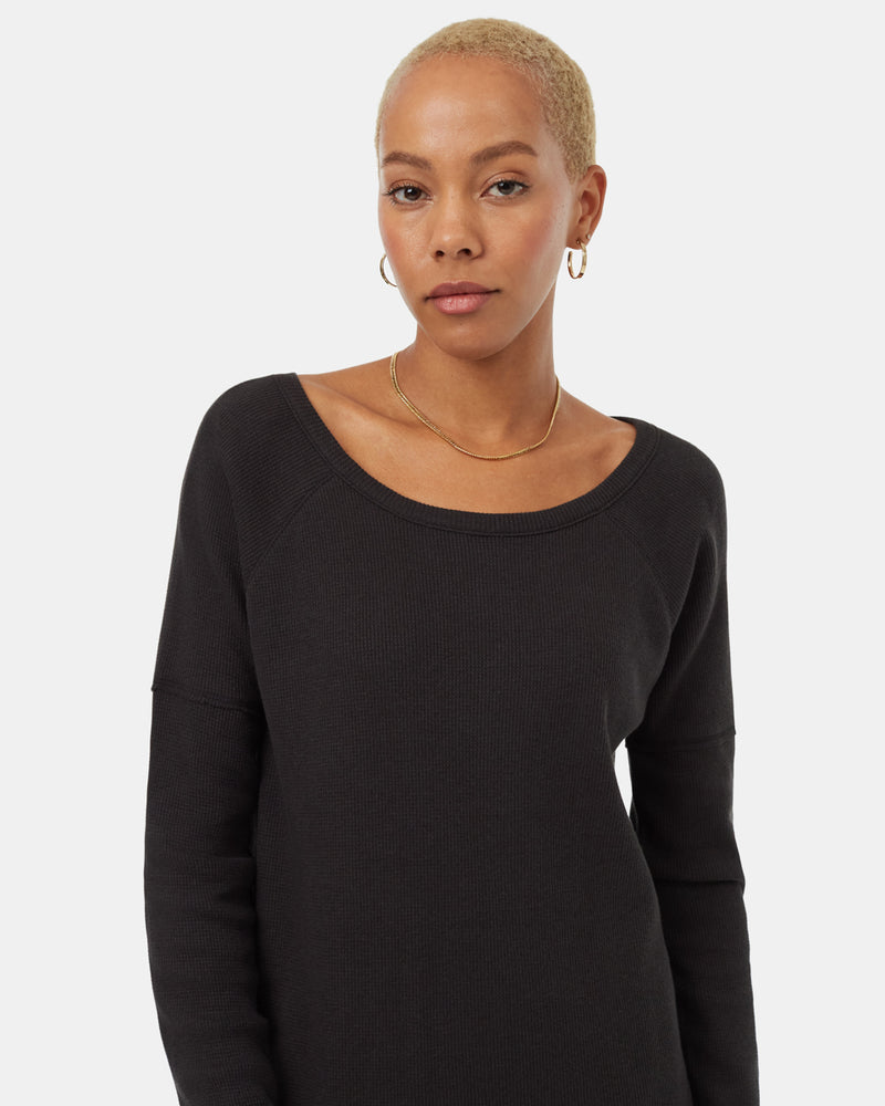 Black-Women_s-Waffle-Knit-Longsleeve-Top