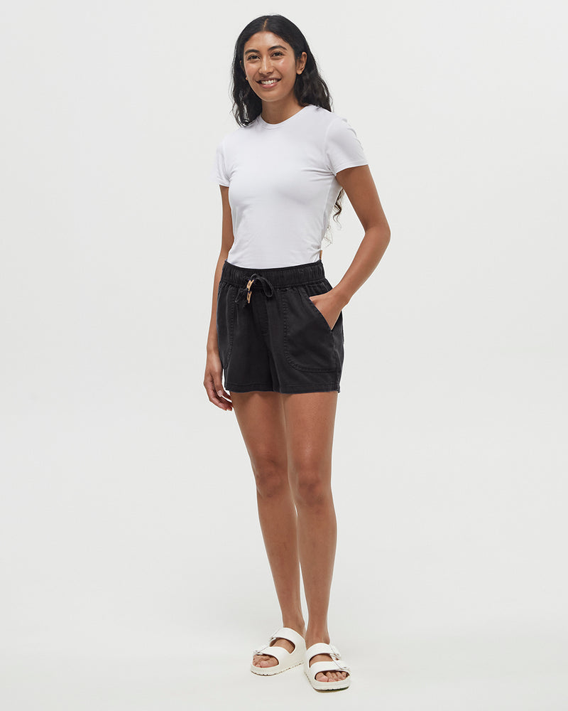 Black-Tencel-Twill-Mid-Rise-Pull-On-Short