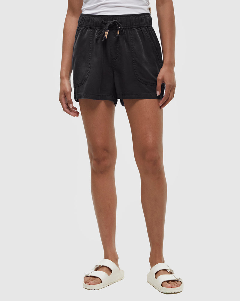 Black-Tencel-Twill-Mid-Rise-Pull-On-Short