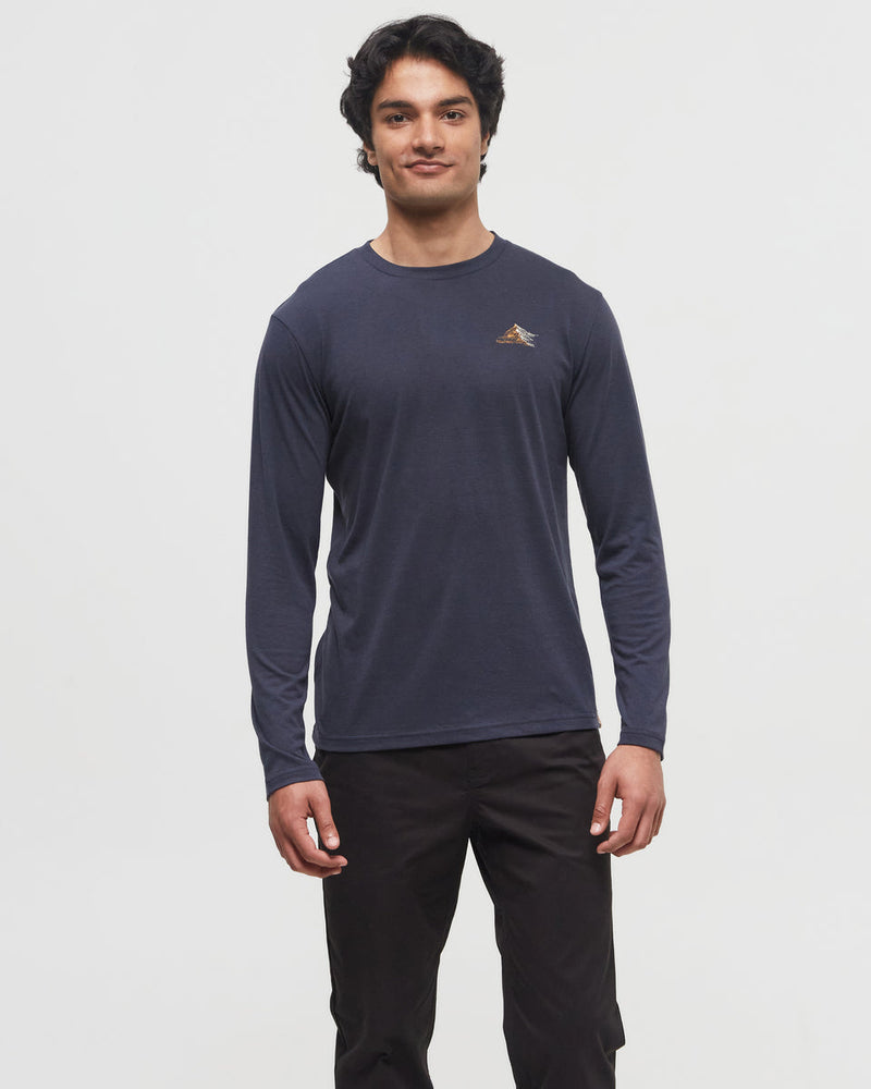Blue-Crew-Neck-Graphic-Longsleeve-T-Shirt