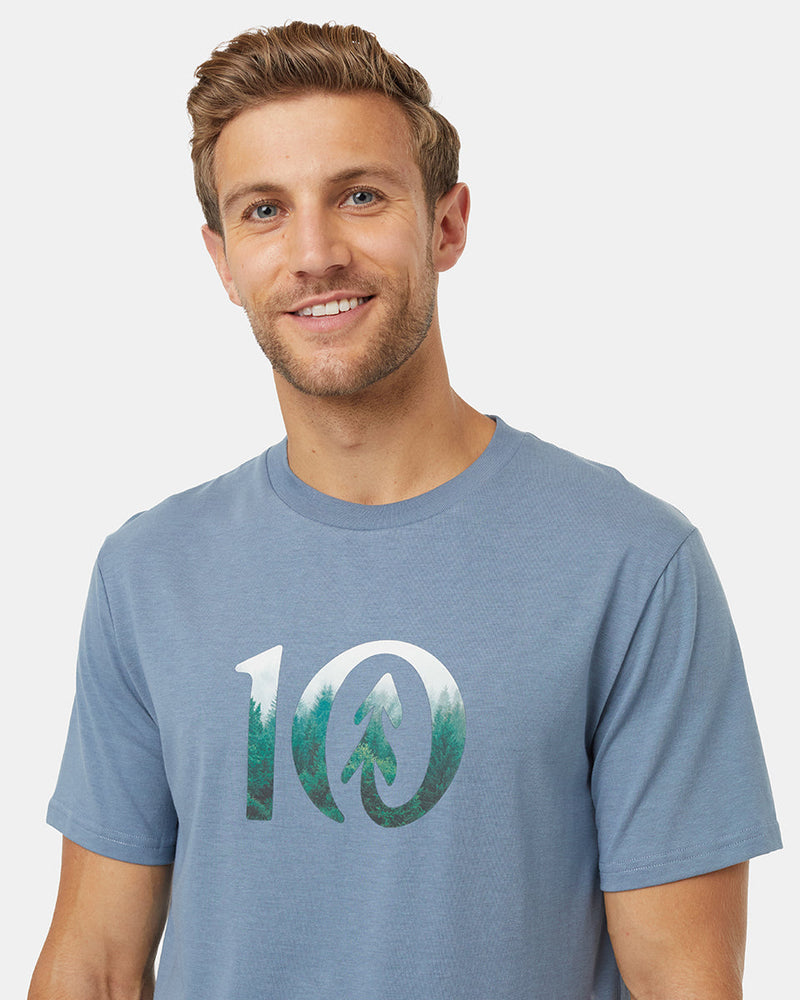 Blue-Crew-Neck-Short-Sleeve-Graphic-T-Shirt
