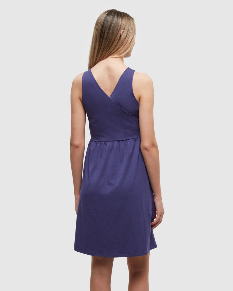 Blue-EcoTech-Jersey-Regular-Faux-Wrap-Dress