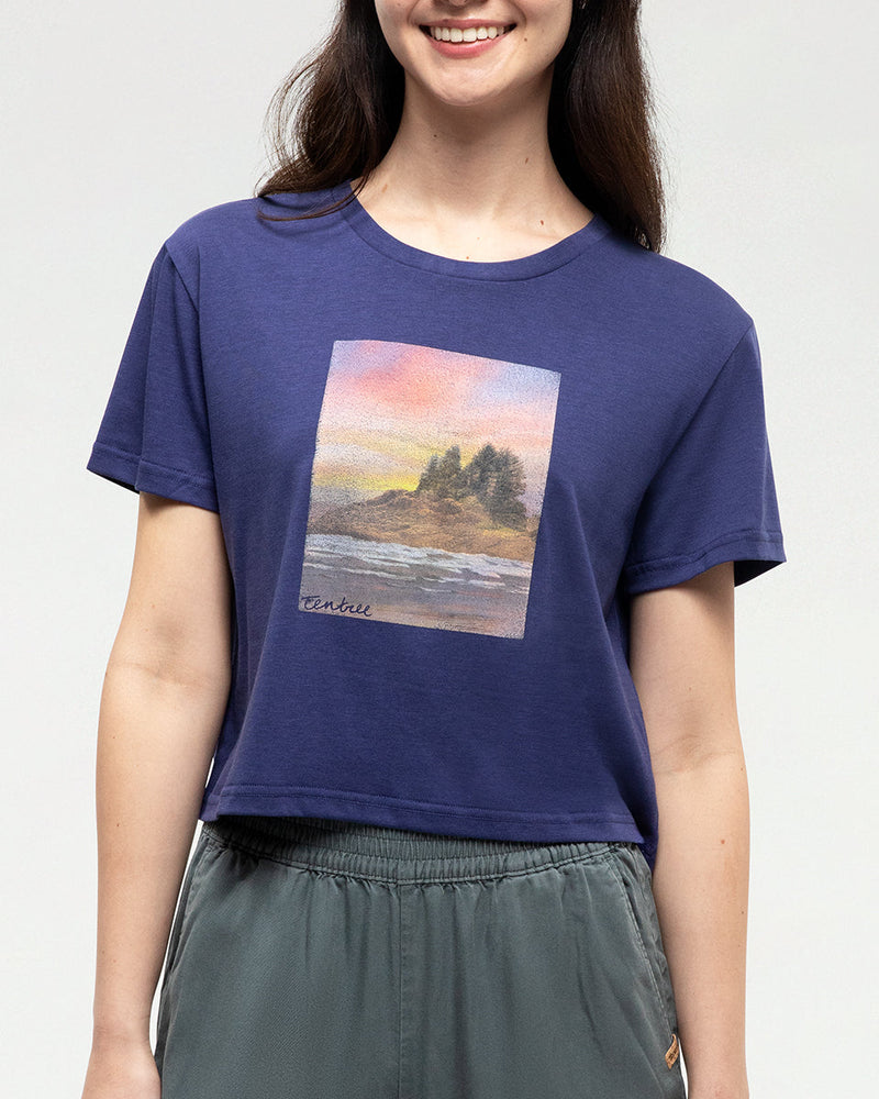 Blue-Relax-Fit-Printed-Graphic-Cropped-T-shirt
