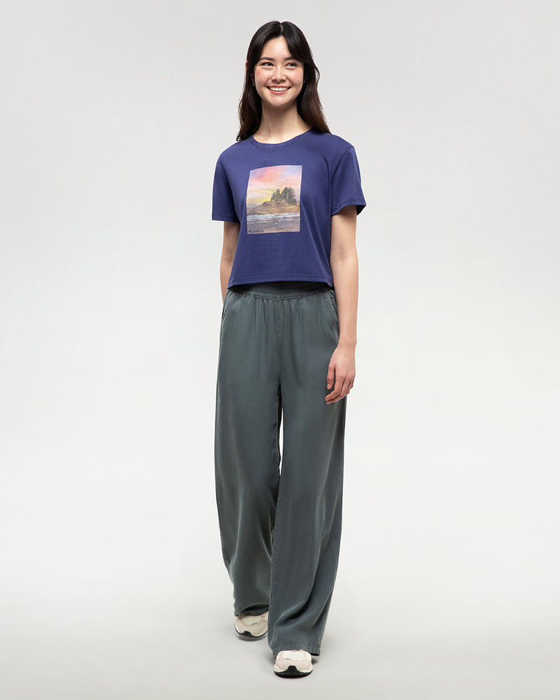 Blue-Relax-Fit-Printed-Graphic-Cropped-T-shirt