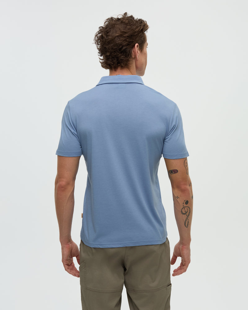 Blue-Treeblend-Button-Up-Graphic-Polo-Shirt