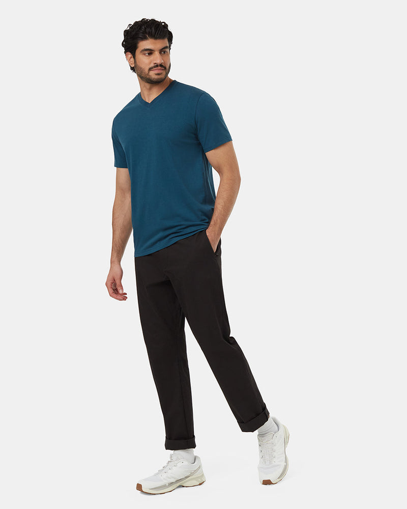 Blue-V-Neck-Short-Sleeve-T-Shirt