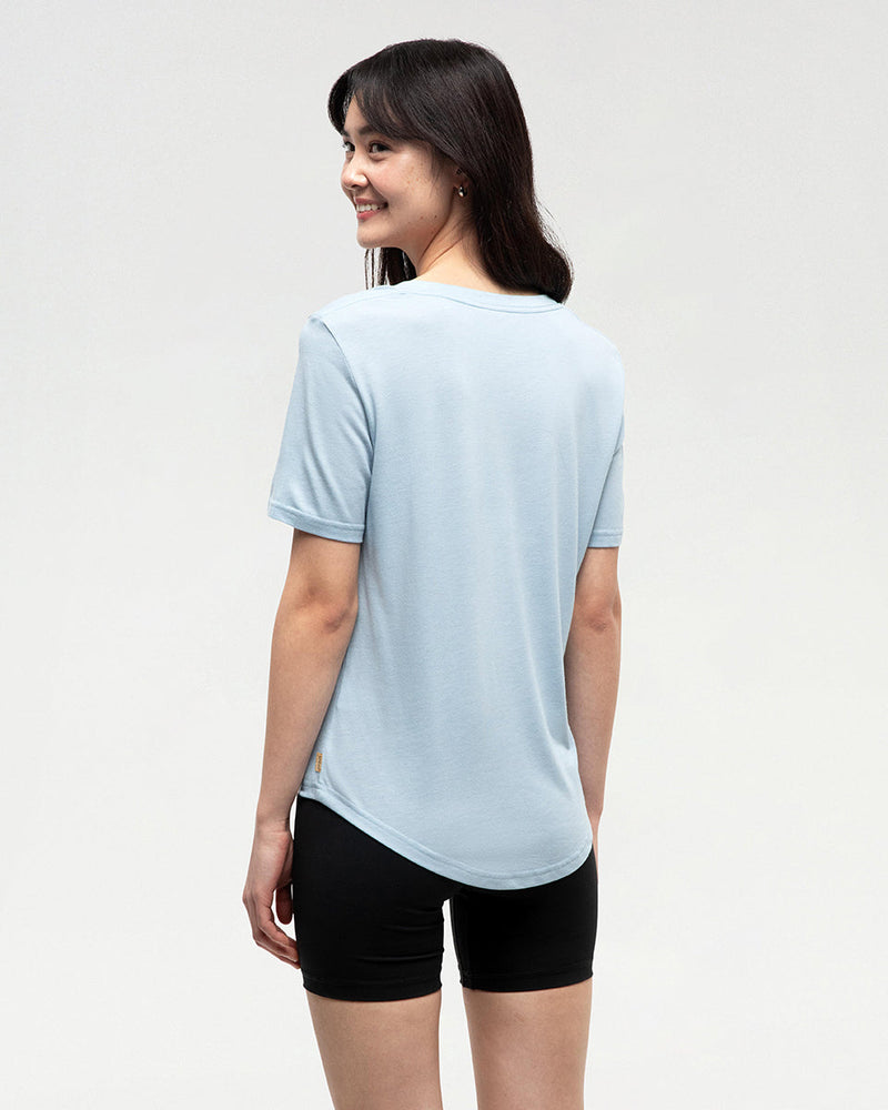 Blue-V-Neck-Short-Sleeve-T-Shirt