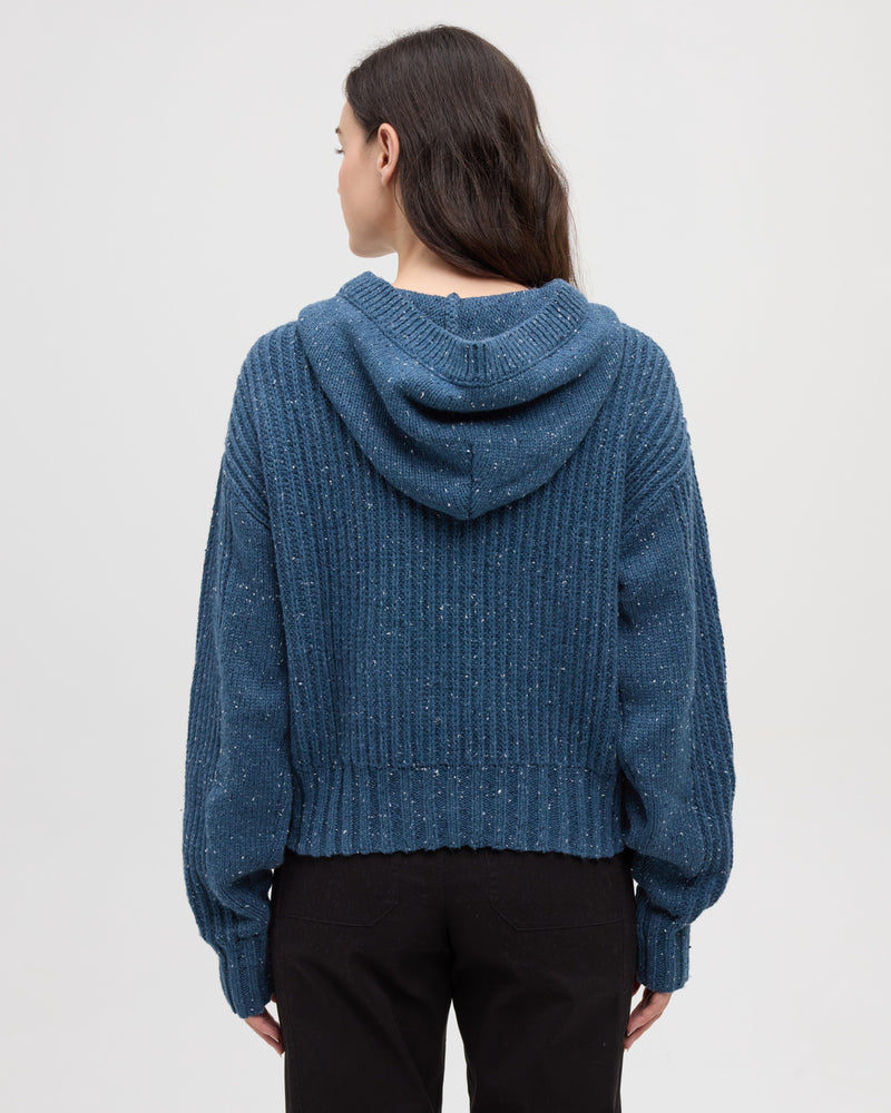 Blue-Women_s-Hooded-Open-Stitch-Sweater