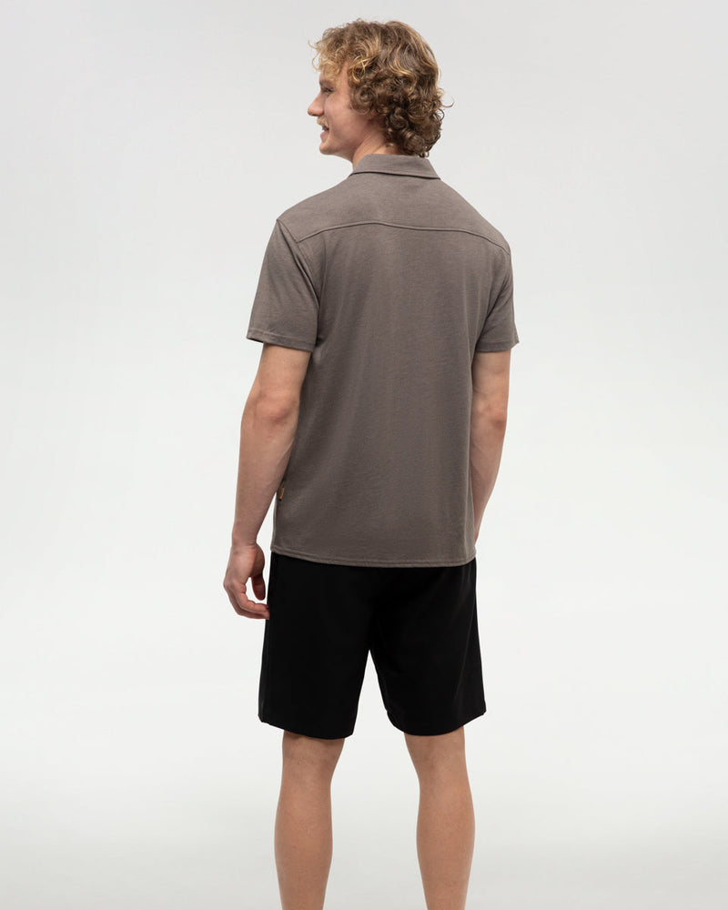 Brown-Basic-Button-Up-Shortsleeve-Shirt