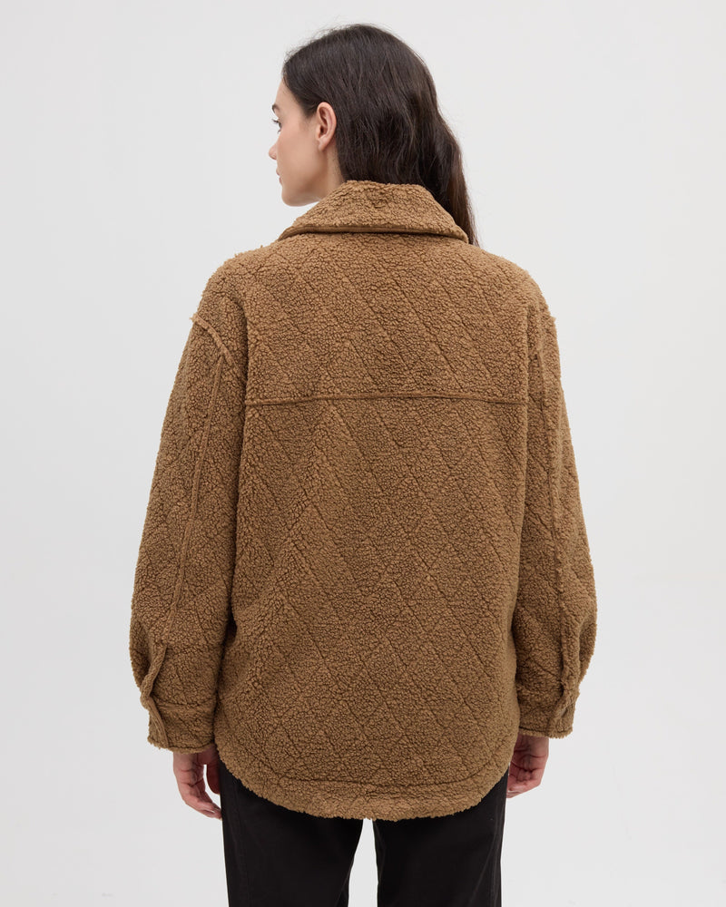 Brown-Boucle-Oversized-Fit-Fleece-Jacket