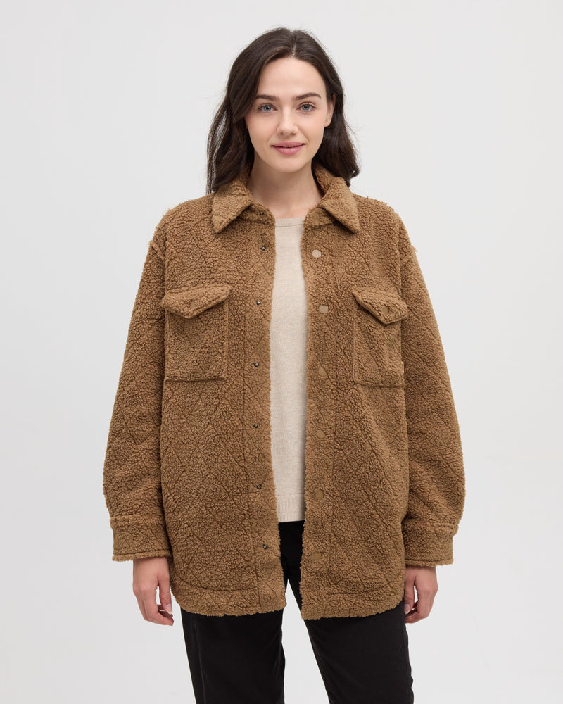 Brown-Boucle-Oversized-Fit-Fleece-Jacket
