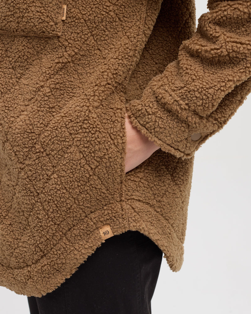 Brown-Boucle-Oversized-Fit-Fleece-Jacket