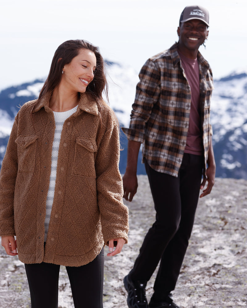 Brown-Boucle-Oversized-Fit-Fleece-Jacket