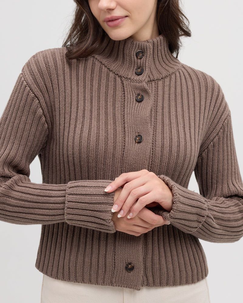 Brown-Women_s-Button-Front-Cardigan