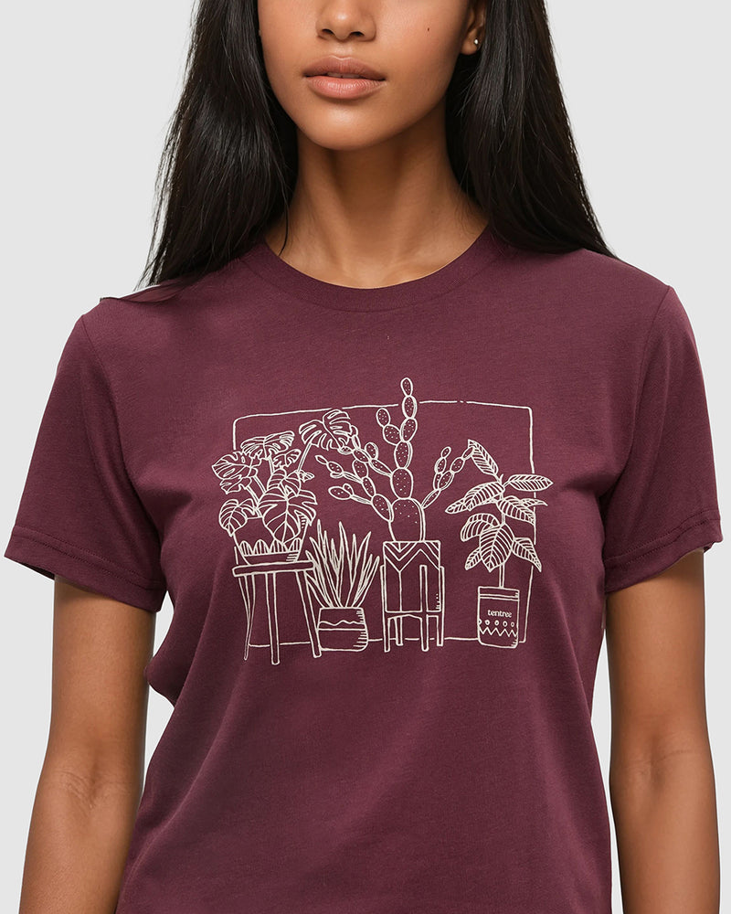 Burgundy-Crew-Neck-Graphic-Shortsleeve-T-Shirt