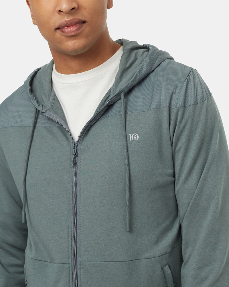 Green-Contrast-Drawcord-Zip-Up-Hoodie