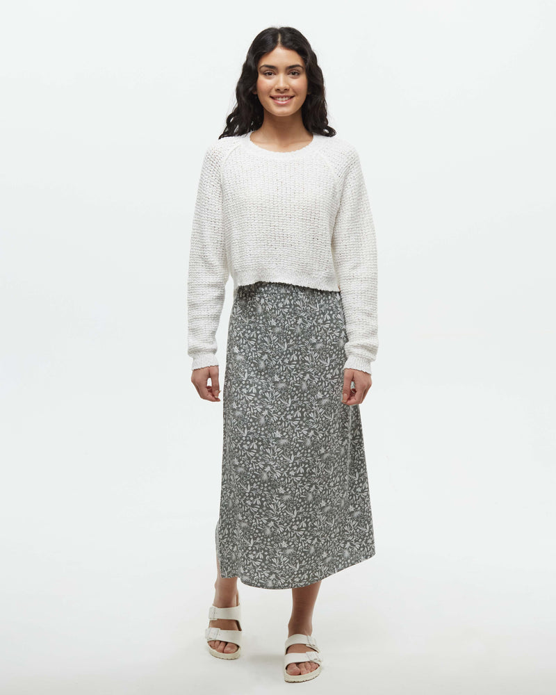 Green-High-Rise-Midi-Length-Crepe-Slitted-Skirt