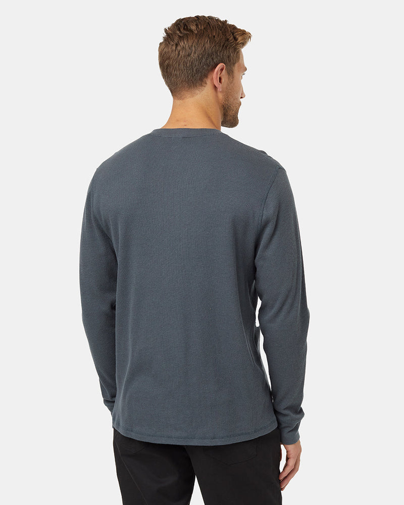 Green-Mens-Button-Waffle-Knit-Longsleeve-Shirt