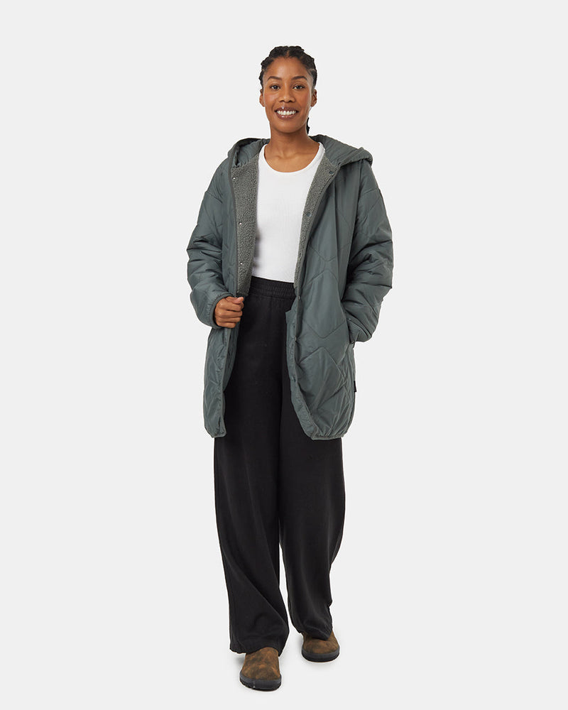 Green-Reversible-Boucle-Hooded-Jacket