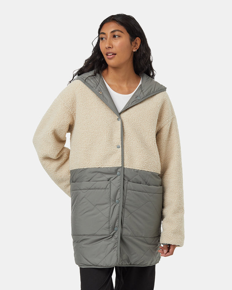 Green-Reversible-Boucle-Hooded-Jacket