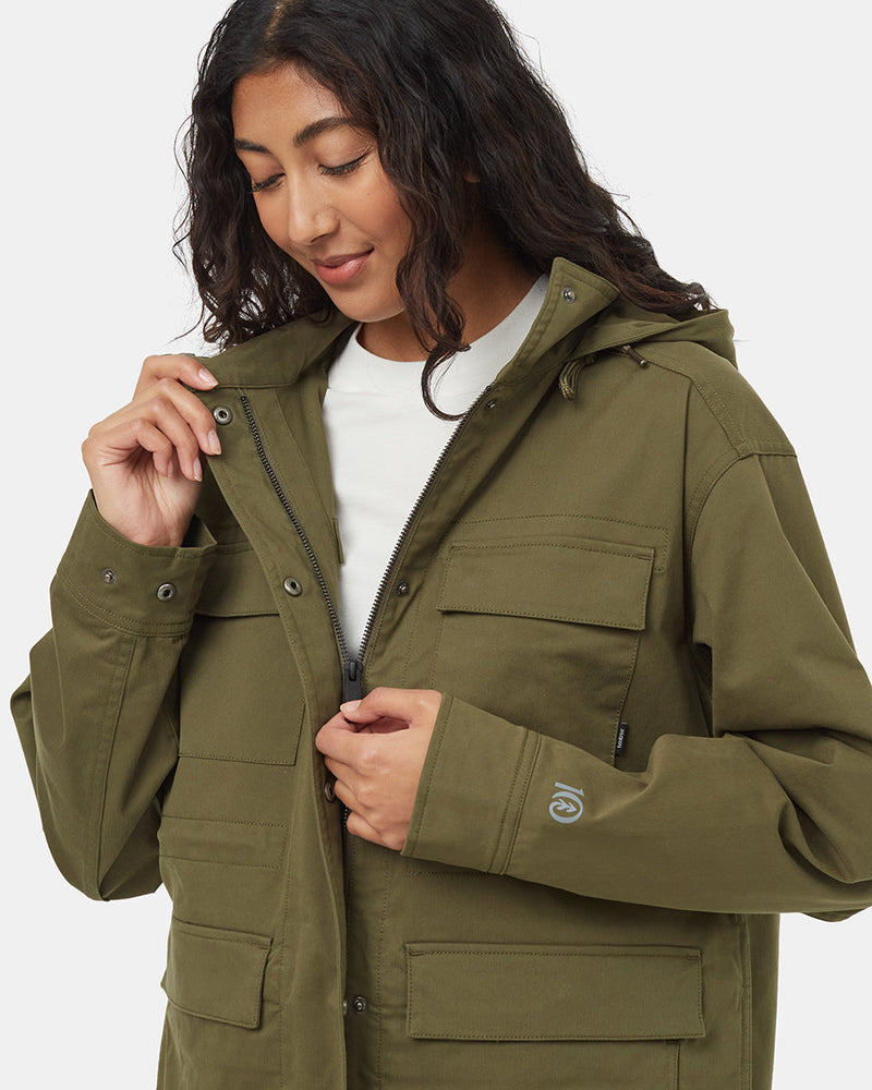 Green-Water-Repellent-Mock-Collar-Zip-Up-Jacket