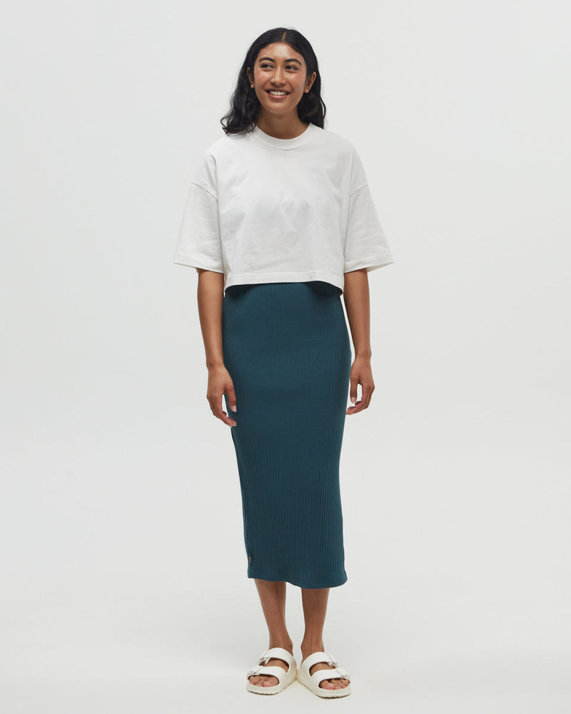 Green-Womens-High-Rise-Midi-Skirt