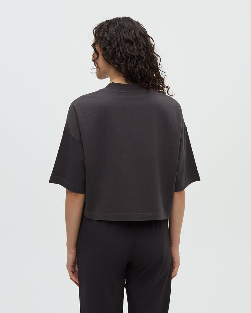 Grey-Organic-Cotton-Regeneratively-Grown-Crew-Neck-Cropped-Shortsleeve-T-Shirt