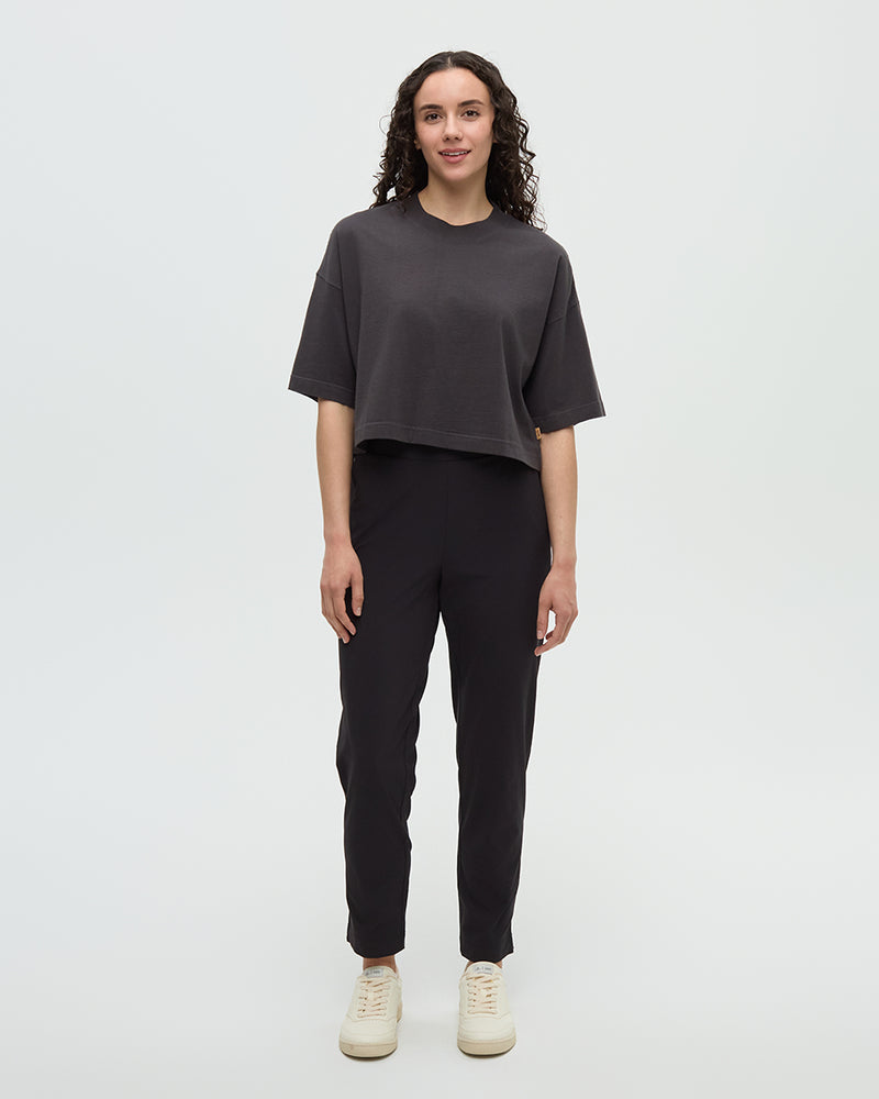Grey-Organic-Cotton-Regeneratively-Grown-Crew-Neck-Cropped-Shortsleeve-T-Shirt