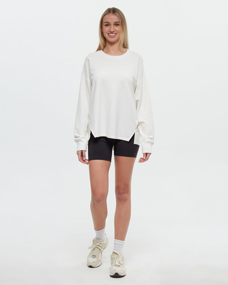 Oatmeal-Ribbed-Crew-Neck-Oversized-Fleece-Sweatshirt