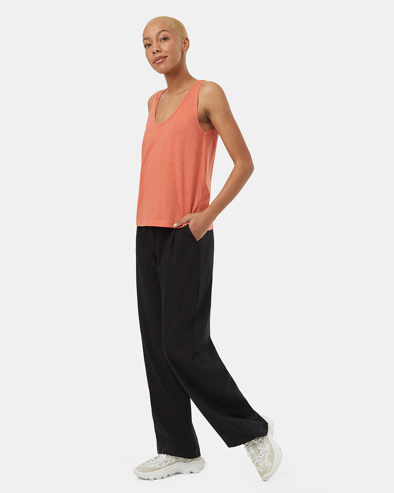 Orange-Double-V-Neck-Regular-Fit-Tank-Top