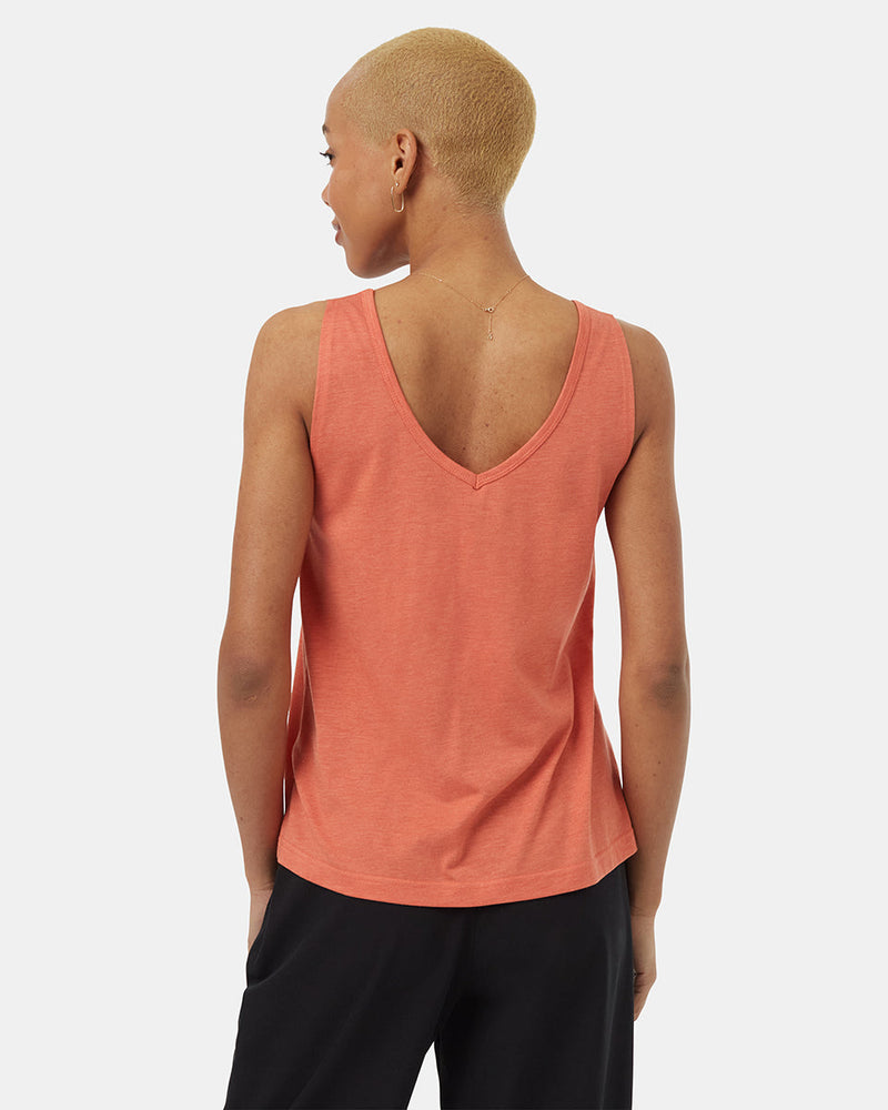 Orange-Double-V-Neck-Regular-Fit-Tank-Top