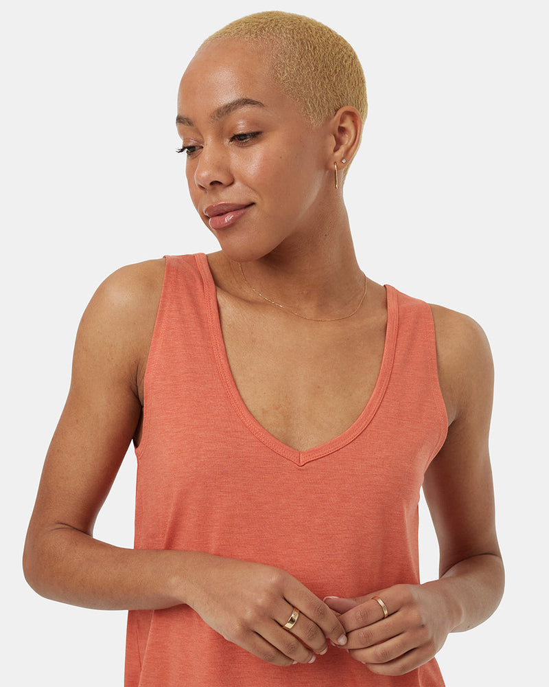 Orange-Double-V-Neck-Regular-Fit-Tank-Top