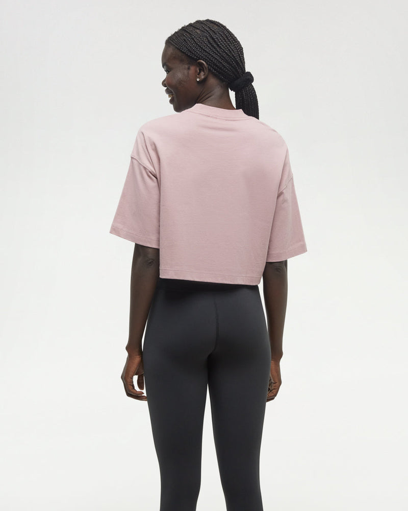Pink-Organic-Cotton-Regeneratively-Grown-Crew-Neck-Cropped-Shortsleeve-T-Shirt