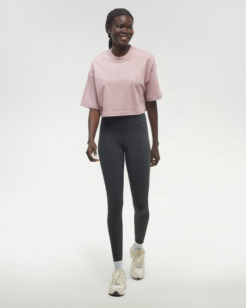 Pink-Organic-Cotton-Regeneratively-Grown-Crew-Neck-Cropped-Shortsleeve-T-Shirt