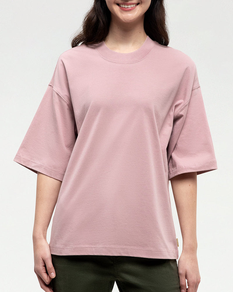 Pink-Organic-Cotton-Regeneratively-Grown-Crew-Neck-Oversized-Shortsleeve-T-Shirt