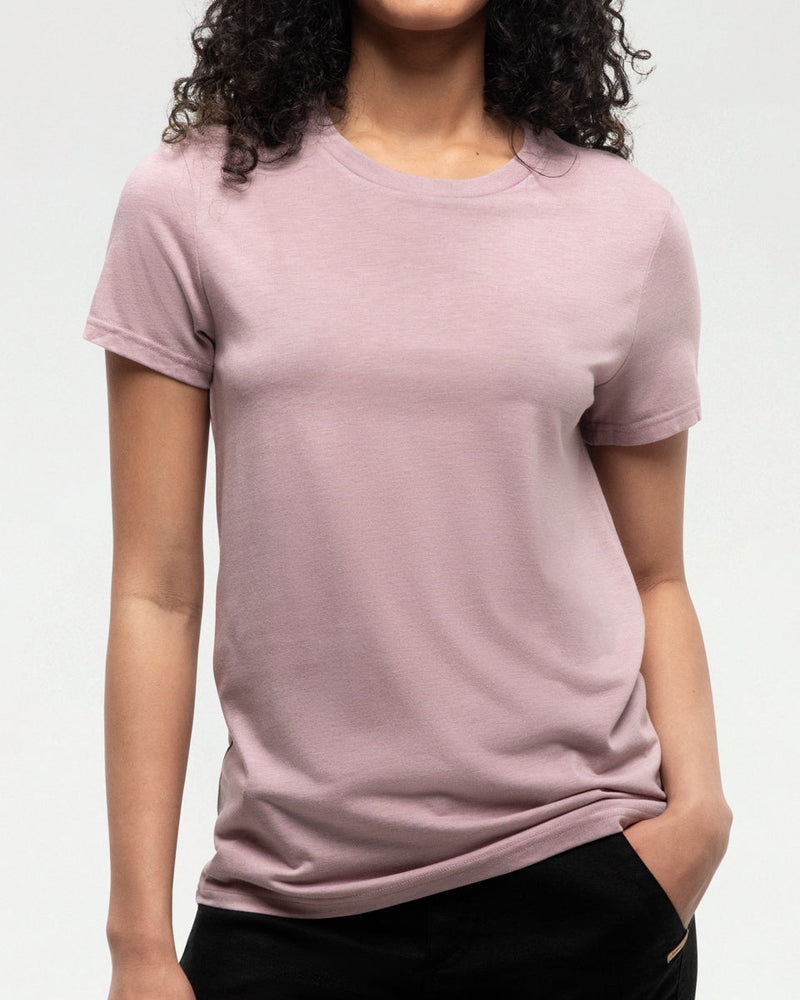 Pink-Recycled-Polyester-Crew-Neck-T-Shirt