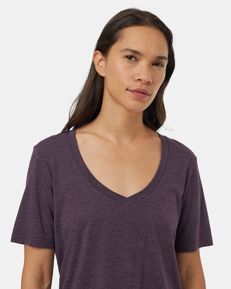 Purple-V-Neck-Short-Sleeve-T-Shirt