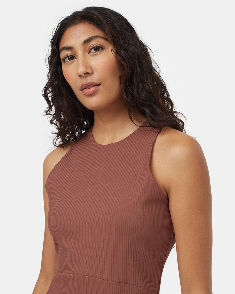 Red-Knee-Length-Slim-Fit-Quick-dry-Tank-Dress