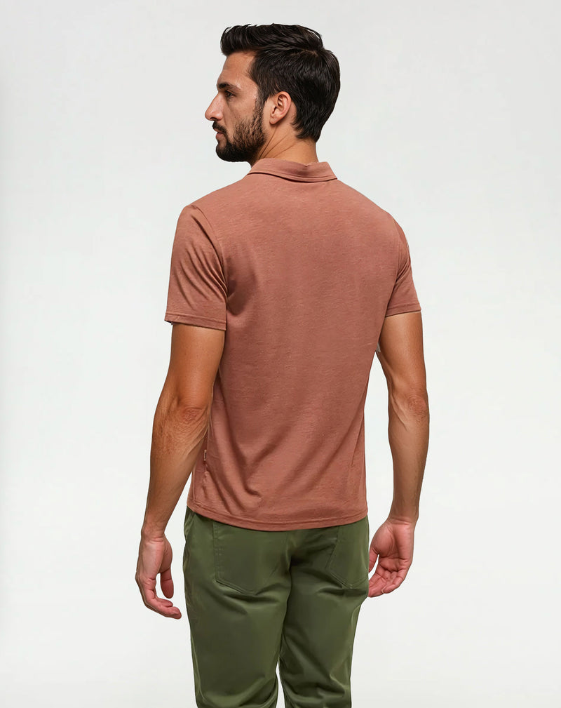 Red-Mens-Short-Sleeve-Polo-Neck-T-Shirt