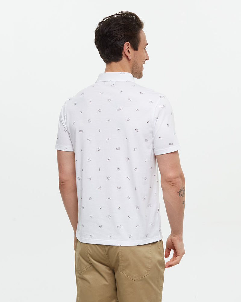 White-Mens-Short-Sleeve-Polo-Neck-T-Shirt